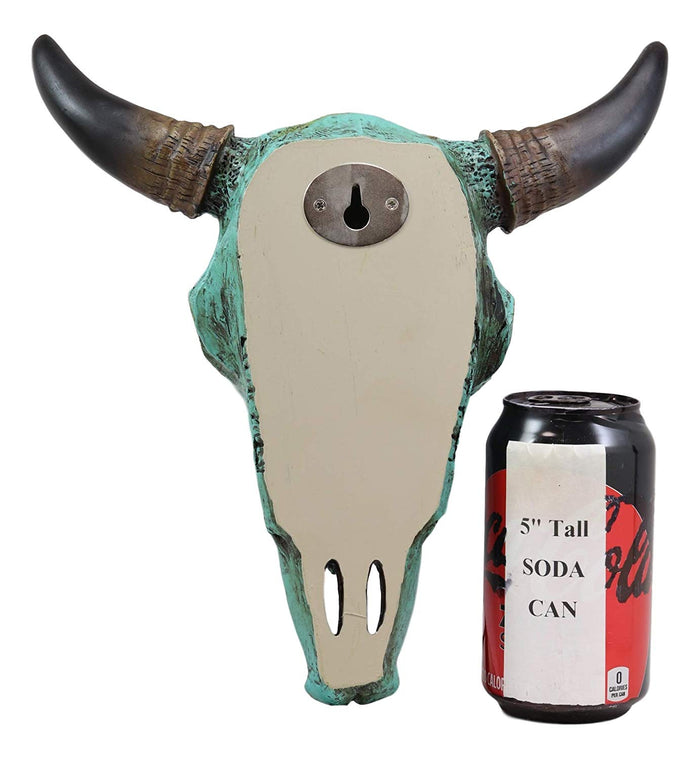 10.5"W Turquoise Southwest Steer Bison Bull Cow Skull Silver Cross Wall Decor
