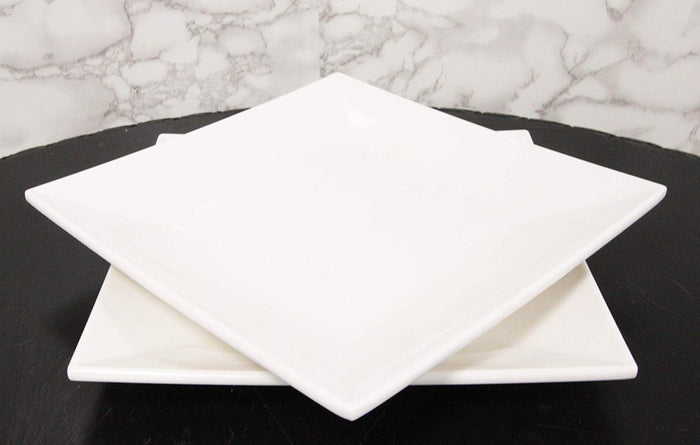 11" White Melamine Modern Square Serving Dinner Plates Or Dish Platters Set Of 6