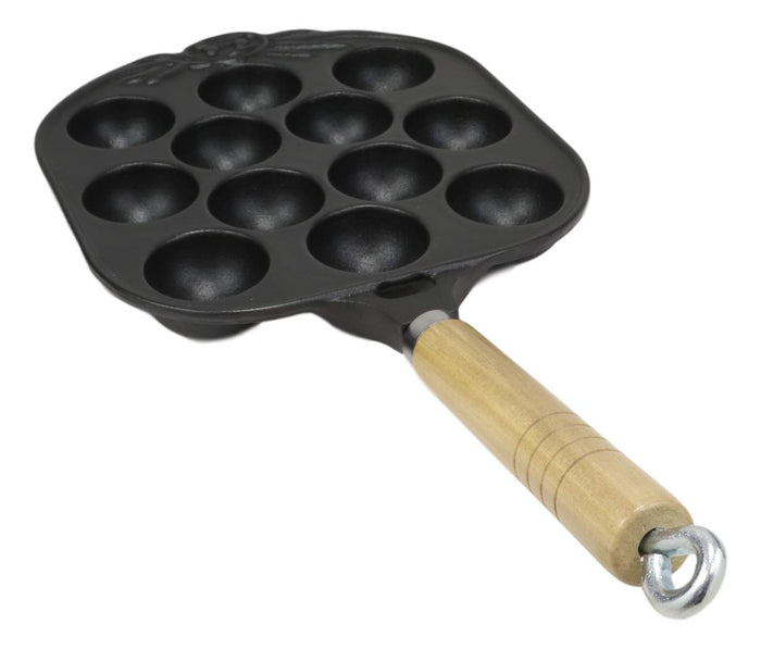 12 Holes Enamel Cast Iron Japanese Takoyaki Octopus Balls Food Baking Grill Pan