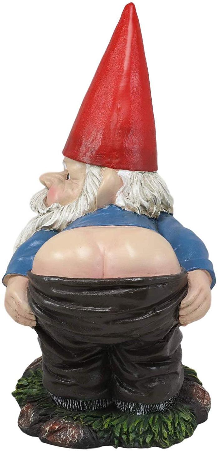 13.5"H Large Naughty Fun Prank Bare Butts Mooning Grumpy Garden Gnome Statue