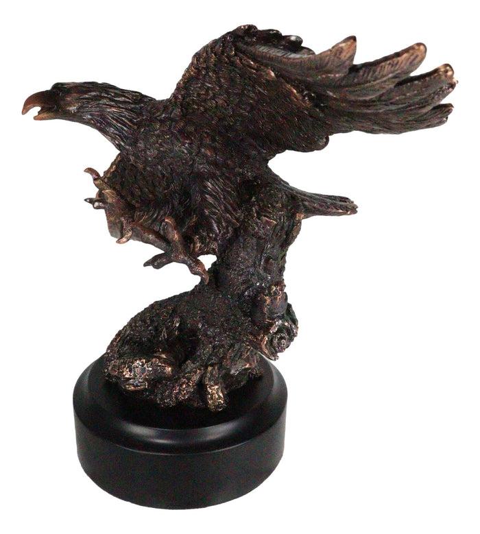 13" H King Of The Skies Patriotic Bald Eagle Swooping On Prey Figurine With Base