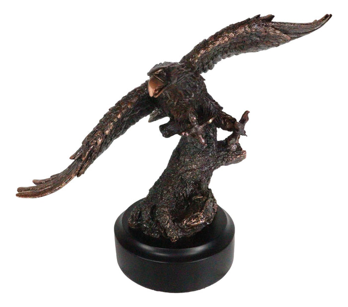 13" H King Of The Skies Patriotic Bald Eagle Swooping On Prey Figurine With Base