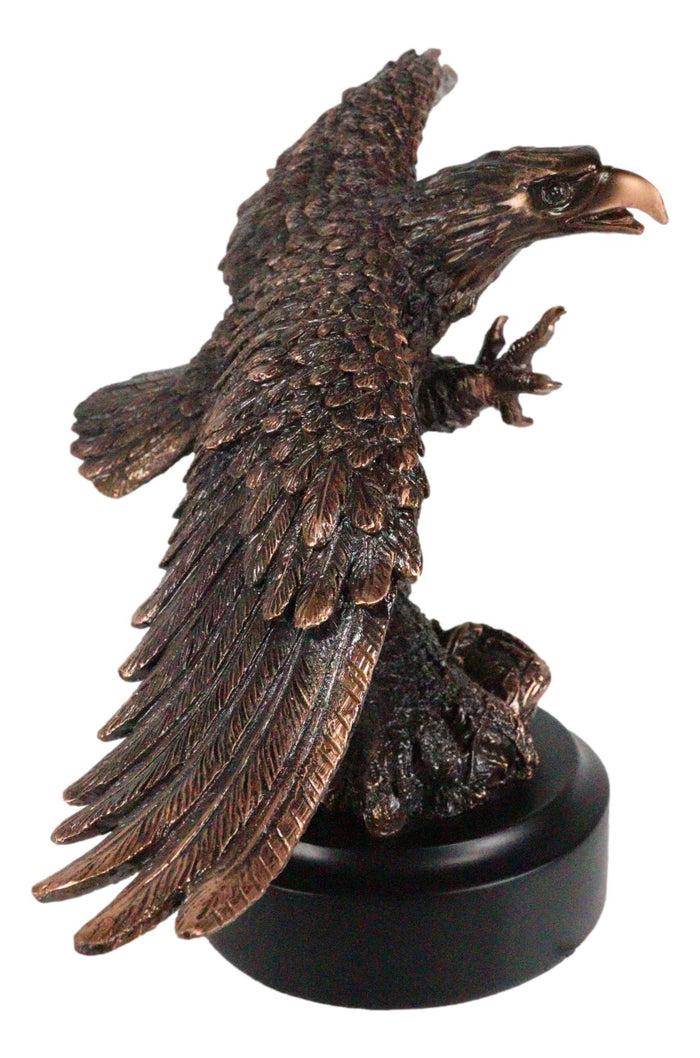 13" H King Of The Skies Patriotic Bald Eagle Swooping On Prey Figurine With Base