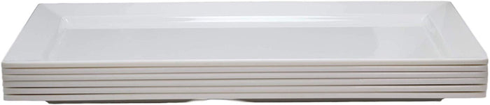 14"L White Melamine Modern Rectangular Serving Plates Or Dish Platters Set Of 6