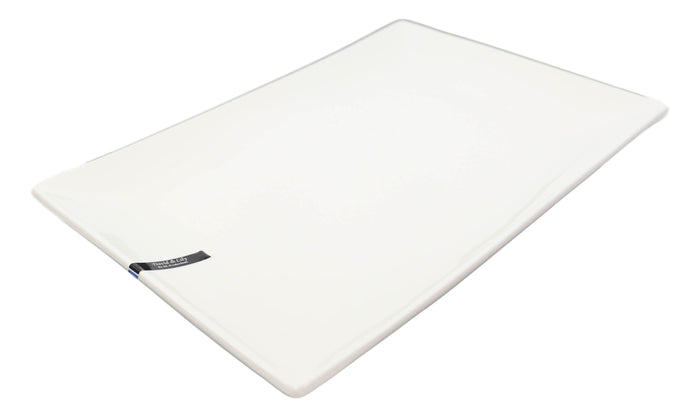 15"L Large White Double Wall Ceramic Rectangular Serving Plate Dish Platter