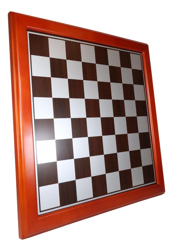 15"X15" Redwood Trim Chess Board With Black And Silver Silk Screen Inner Squares