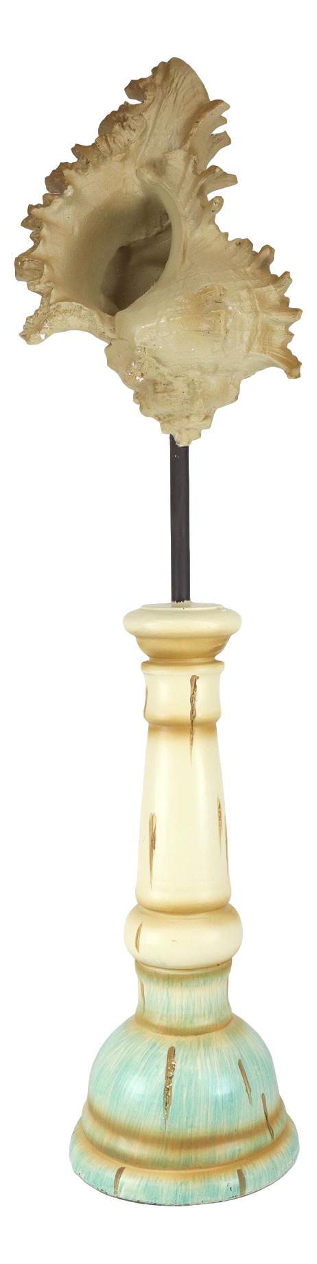 18"H Large Nautical Ocean Miyoko Murex Seashell Replica On Pillar Base Figurine