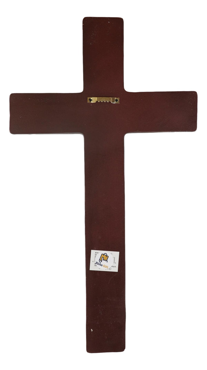 18"H Rustic Western Colorful Horses Faux Tooled Leather Wall Cross Decor Plaque