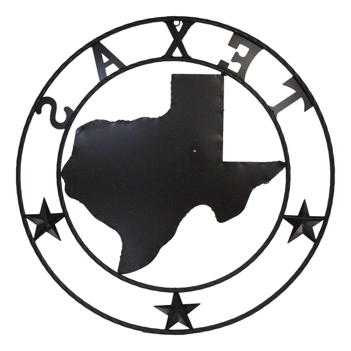 24"D Western Large Texas Lone Star State Map Patriotic Flag Wall Circle Sign