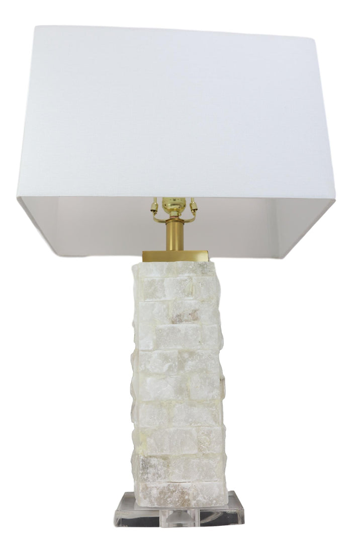 26"H Contemporary Elegant Stacked Marble Gold Plated Metal Table Lamp W/ Shade