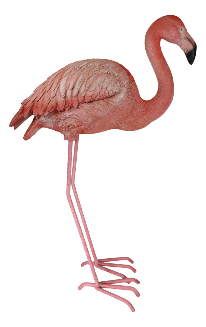 27" Tall Realistic Zen Graceful Tropical Pink Flamingo Standing In Repose Statue