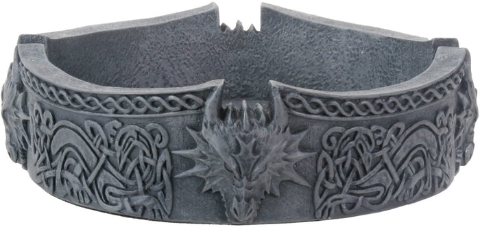 5.5 Inch Cold Cast Resin Black Dragon Ashtray With Intricate Etchings