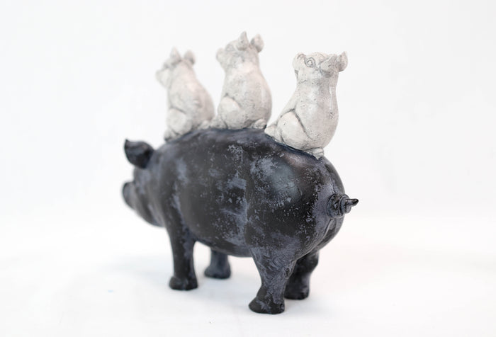 9.75"L Farm Barnyard Stacked Piglets On Pig Resin Figurine Statue