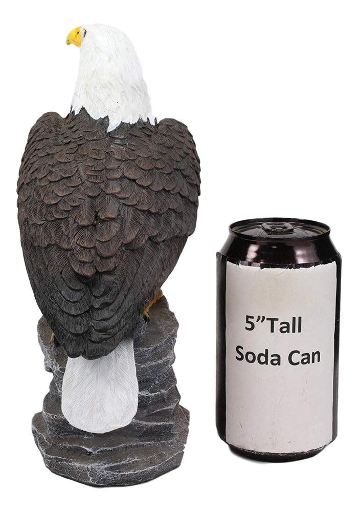 9"H Realistic American Pride Majestic Bald Eagle Perching On Cliff Rock Statue