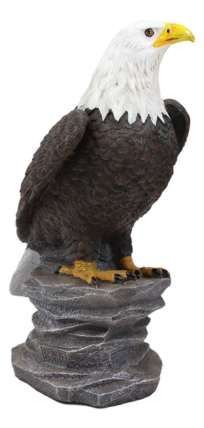 9"H Realistic American Pride Majestic Bald Eagle Perching On Cliff Rock Statue