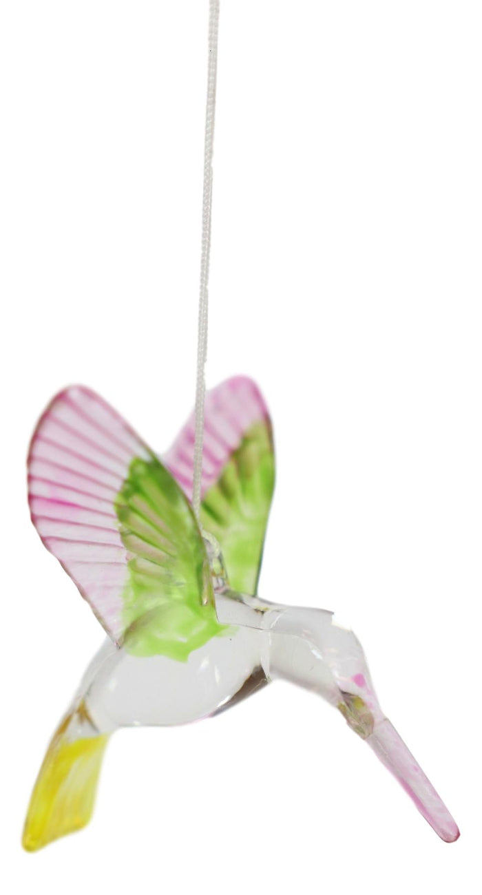 Acrylic Colorful Flying Hummingbird Wind Chime 16" Tall With Aluminum Rods