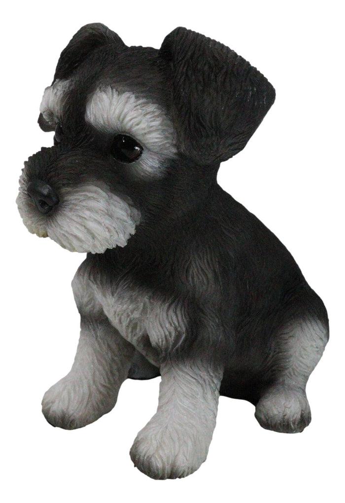 Adorable Black And Silver Miniature Schnauzer Puppy Dog Home Decor Figurine