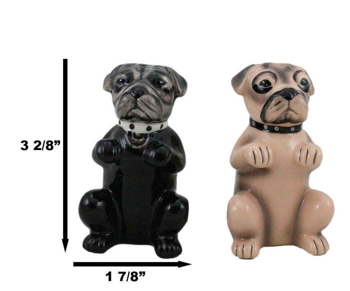 Adorable Black And Tan Begging Love Puppy Pugs Dogs Salt And Pepper Shakers Set