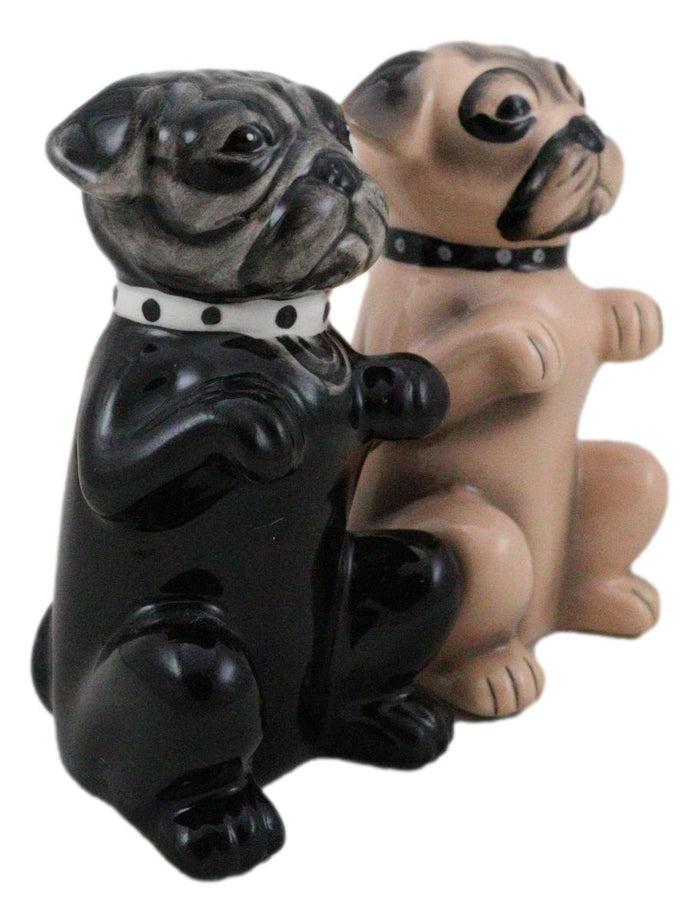 Adorable Black And Tan Begging Love Puppy Pugs Dogs Salt And Pepper Shakers Set
