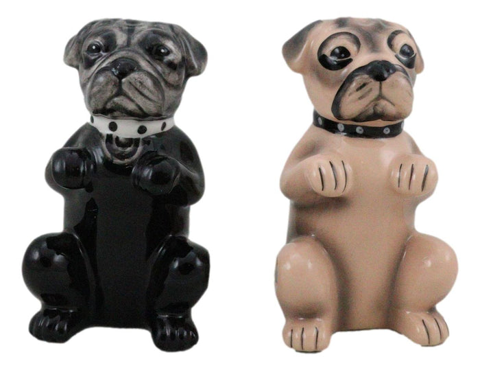 Adorable Black And Tan Begging Love Puppy Pugs Dogs Salt And Pepper Shakers Set