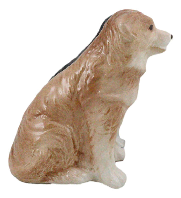 Adorable Brown And Black Border Collie Dog Puppy Ceramic Salt Pepper Shaker Set