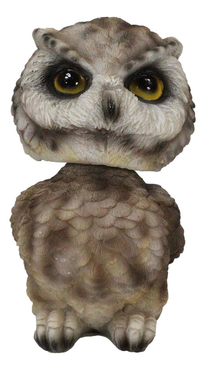 Adorable Chibi Brown Great Horned Owl Standing Bobblehead Figurine Bird Decor