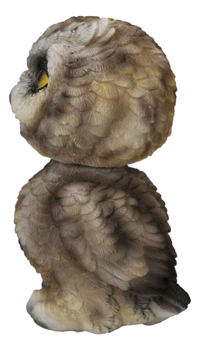 Adorable Chibi Brown Great Horned Owl Standing Bobblehead Figurine Bird Decor