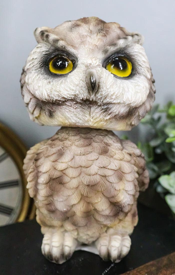 Adorable Chibi Brown Great Horned Owl Standing Bobblehead Figurine Bird Decor