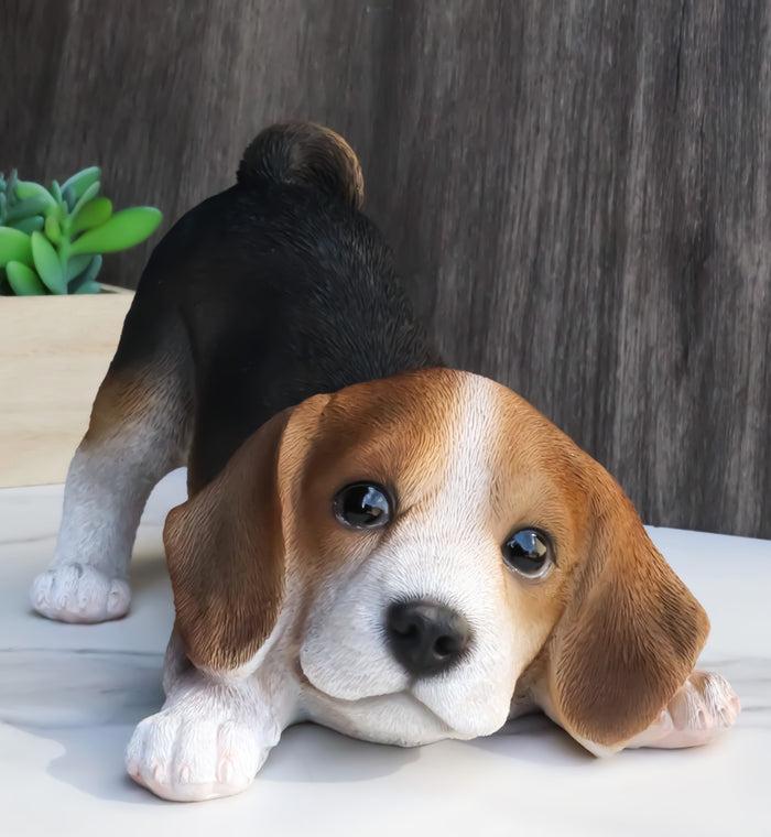 Adorable Crouching Tri Color Beagle Dog Puppy Pet Pal Figurine Adorable Crouching Tri Color Beagle Dog Puppy Pet Pal Figurine