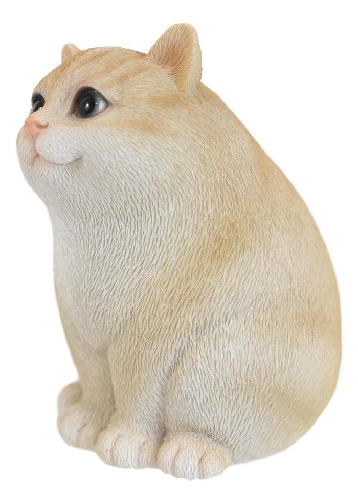 Adorable Feline Tabby Striped Fat Cat Kitten Figurine 4"H Miniature Lucky Cats