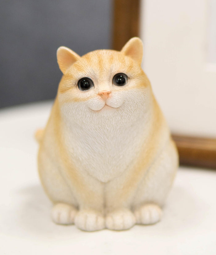 Adorable Feline Tabby Striped Fat Cat Kitten Figurine 4"H Miniature Lucky Cats