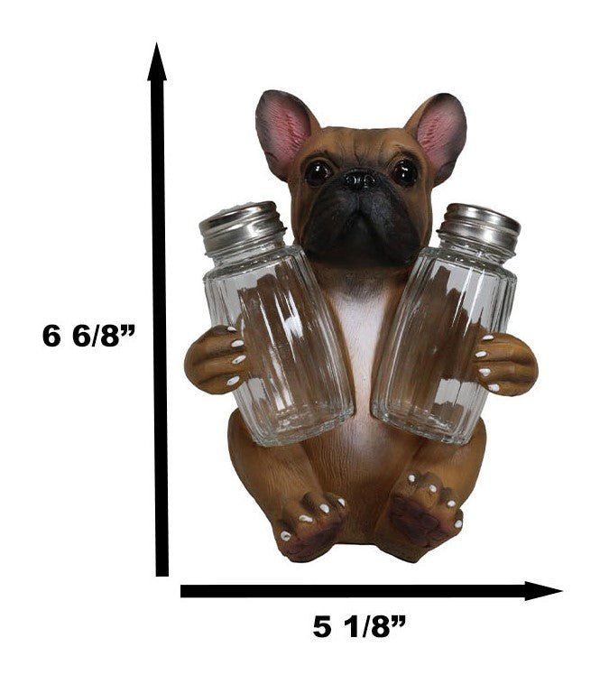 Adorable French Bulldog Hugging Spices Salt Pepper Shaker Holder Figurine By Gifts & Decors