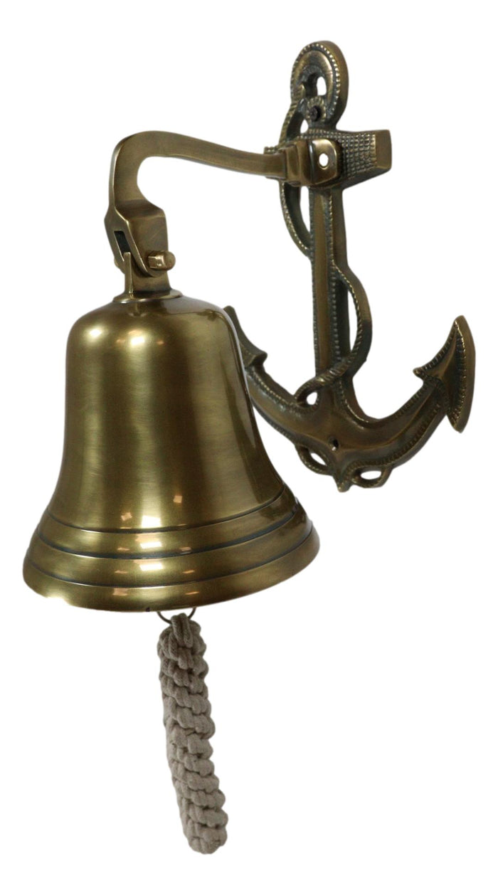 Aluminum Brass Plated Nautical Marine Fouled Anchor Door Wall Dinner Yard Bell