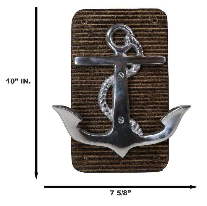 Aluminum Sailor Marine Sea Ship Anchor On Board 2 Pegs Double Wall Hook Plaque
