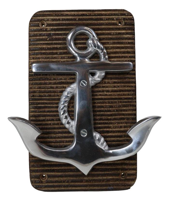 Aluminum Sailor Marine Sea Ship Anchor On Board 2 Pegs Double Wall Hook Plaque