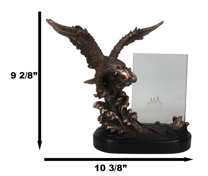 American Bald Eagle Catching Fish In Water Picture Frame Bronzed Resin Figurine