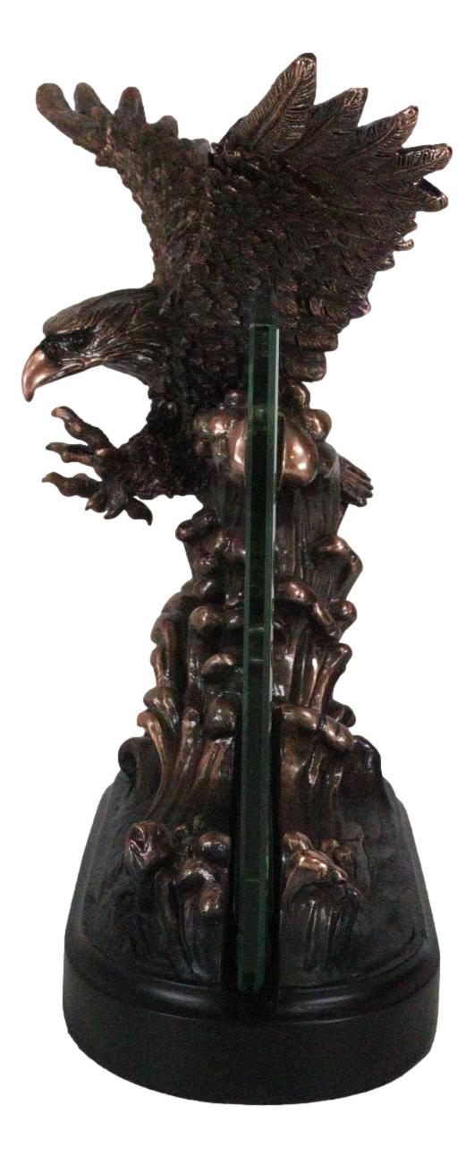 American Bald Eagle Catching Fish In Water Picture Frame Bronzed Resin Figurine