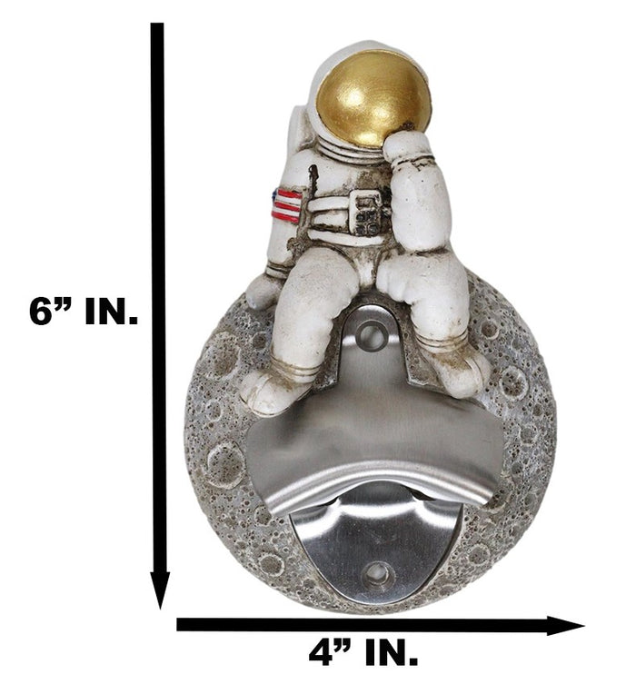 American USA Astronaut In Space Suit Landing On Moon Wall Bottle Opener