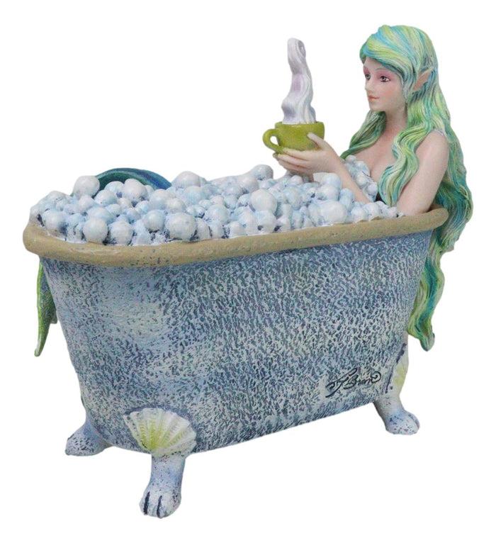 Amy Brown Aquamarine Pretty Mermaid Relaxing And Bubble Bathing In Tub Figurine