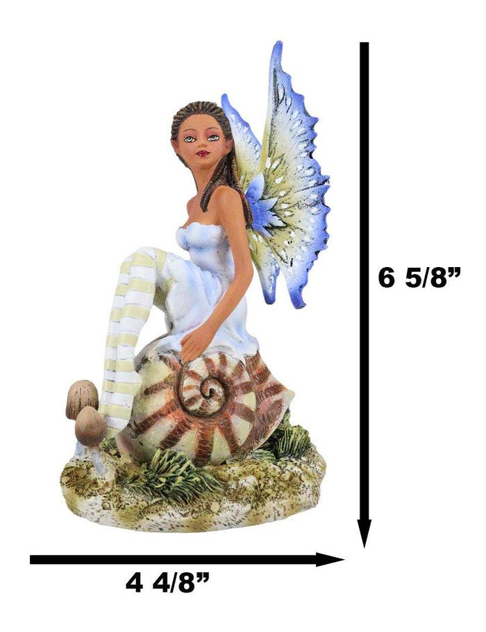 Amy Brown Fantasy Little Fae Ebony Fairy Sitting On Helix Snail Figurine