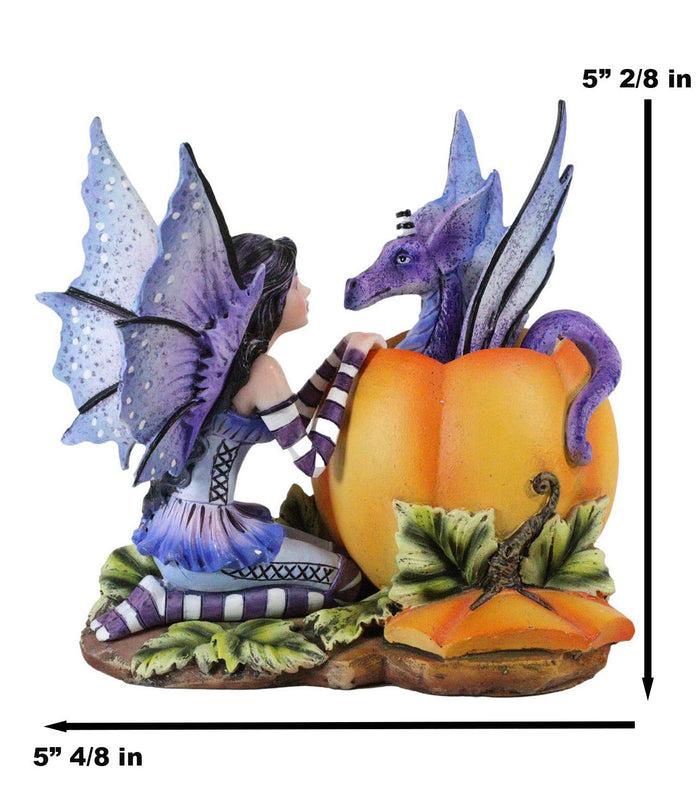 Amy Brown Halloween Hide And Seek Lavender Fairy And Dragon In Pumpkin Figurine
