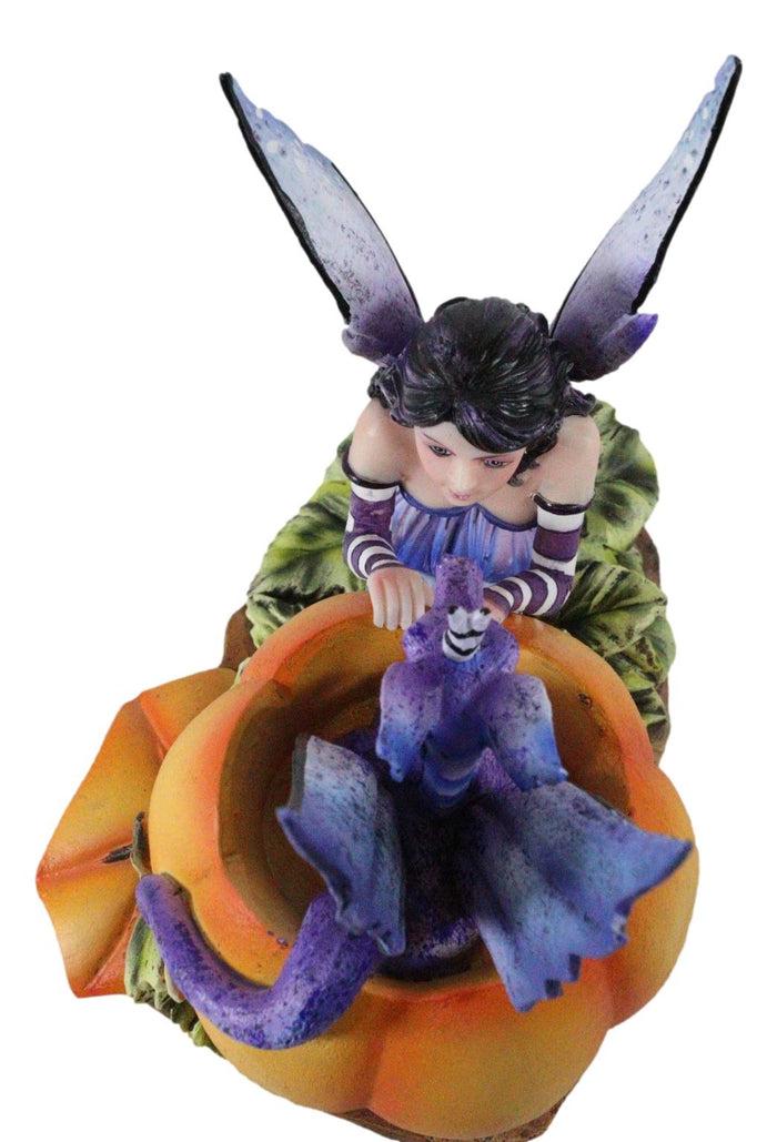 Amy Brown Halloween Hide And Seek Lavender Fairy And Dragon In Pumpkin Figurine