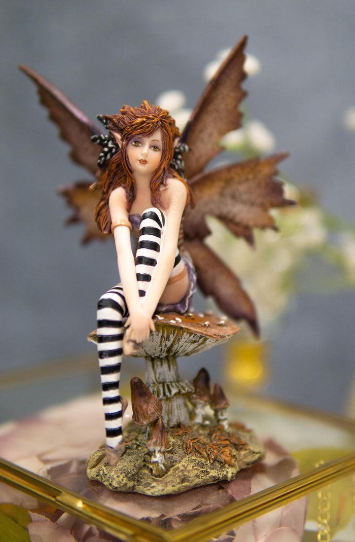 Amy Brown Red Haired Enchanted Forest Mushroom Fairy Decorative Figurine 6.25"H