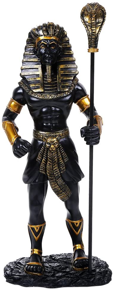 Ancient Egyptian Collectible King Tut With The King Cobra Sceptre Figurine 12"H