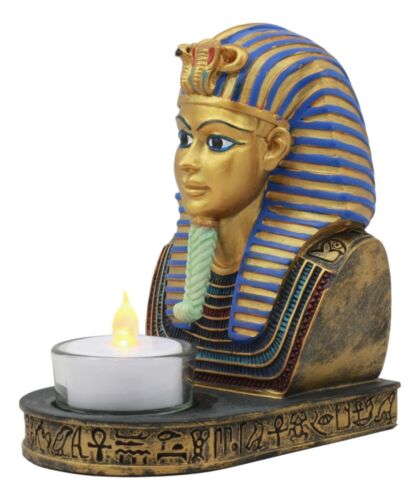 Ancient Egyptian King Ruler Pharaoh Tutankhamun Votive Candle Holder Statue