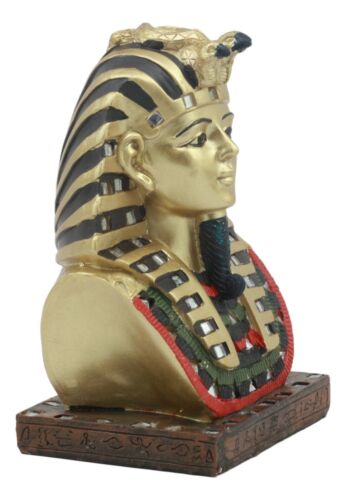 Ancient Egyptian Mask Of King Tut Bust Statue 6"H Pharaoh Tutankhamun With Nemes
