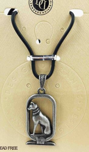 Ancient Egyptian Pewter Bastet Ubasti Cat Goddess Medallion Pendant Necklace