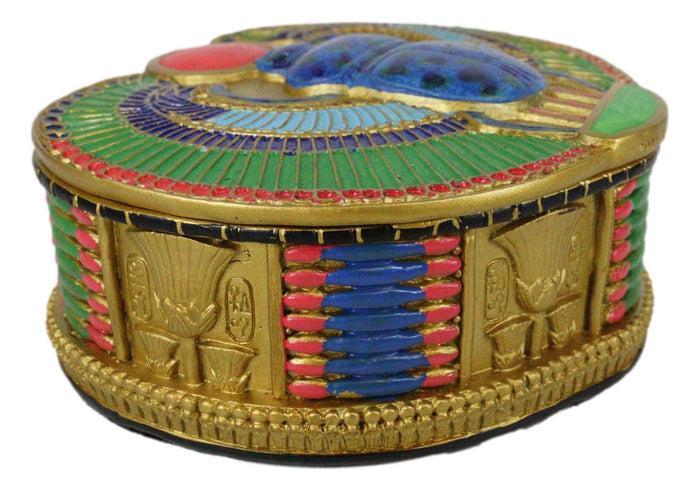 Ancient Egyptian Winged Scarab Beetle Colorful Decorative Trinket Jewelry Box