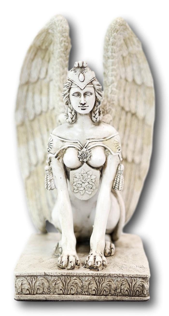 Ancient Greek Greco Roman Guardian Winged Lion Female Sphinx Resin Statue 8"H