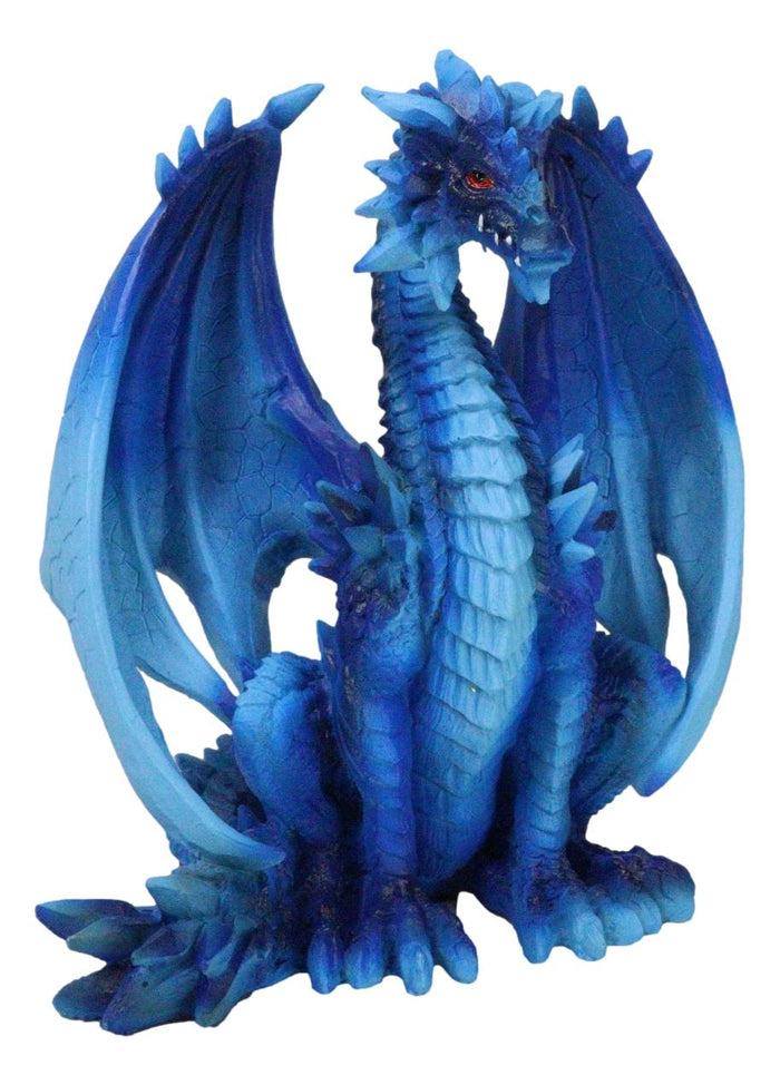 Ancient Guardian Blue Water Elemental And Ice Frozen Azure Dragon Figurine